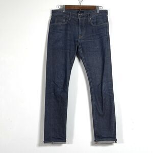 Uniqlo Japanese Selvedge Jeans Kaihara Slim Straight Mens 31x34 Dark Wash Raw